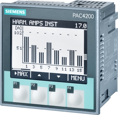 Attēls no Siemens Analizator parametrów sieci z licznikiem pac4200 LCD 22-65VDC vin: max.500/289V 45-65Hz x/1A lub x/5A AC 7KM4211-1BA00-3AA0