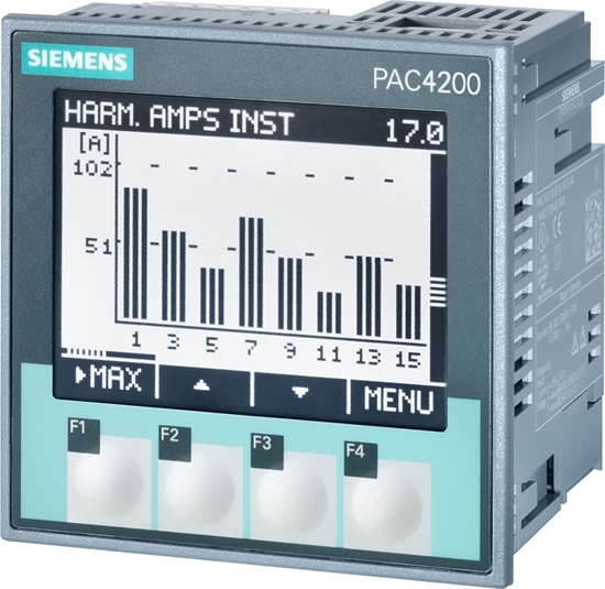 Picture of Siemens Analizator parametrów sieci z licznikiem pac4200 LCD 22-65VDC vin: max.500/289V 45-65Hz x/1A lub x/5A AC 7KM4211-1BA00-3AA0