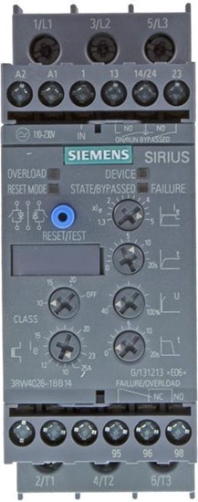 Picture of Siemens Softstart 3-fazowy 200-480VAC 25A 11kW/400V Uc 24V AC/DC S0 (3RW4026-1BB04)