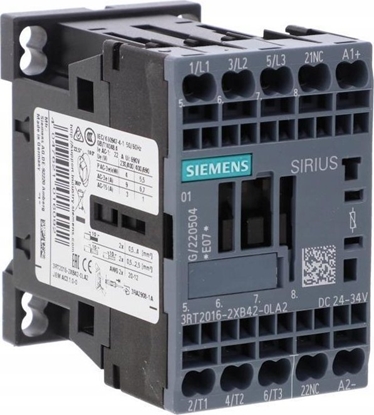Picture of Siemens Stycznik kolejowy S00 AC-3 4kW / 400V 1R 24VDC 0.7...1.25 US z warystorem przycze sprynowe do sterowania z PLC 3RT2016-2XB42