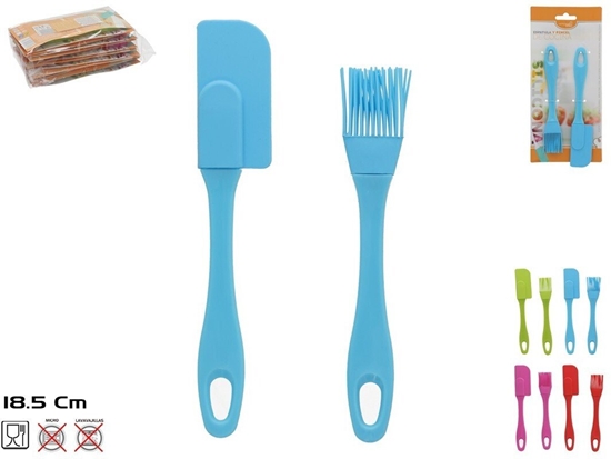 Picture of Silicone kitchen spatulas and brushes 2pcs set, 4 color options 18.5 cm