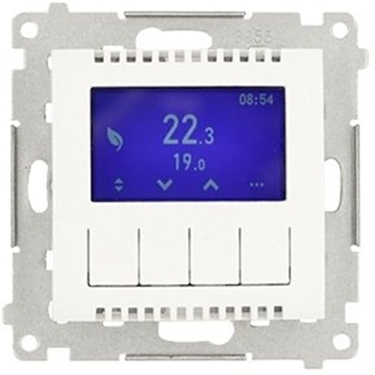 Изображение Simon 54 Termostat programowalny z wywietlaczem z wew zewn czujnikiem temperatury bez sondy (modu) 16A 230V biay DETD1A.01/11
