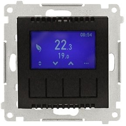 Изображение Simon 54 Termostat programowalny z wywietlaczem z wew zewn czujnikiem temperatury bez sondy(modu) 16A 230V czarny DETD1A.01/49
