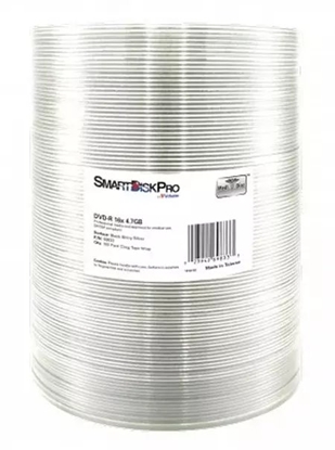 Picture of SmartDisk DVD-R Premium White Inkjet Printable 69827 4.7GB 16x wrap 100-pack 12cm for data archiving