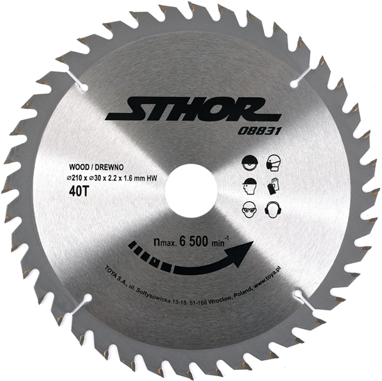 Изображение Sthor Pia tarczowa z wglikiem 210x30mm z40 do drewna - 08831
