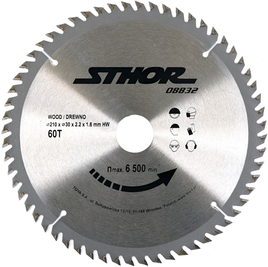 Picture of Sthor Pia tarczowa z wglikiem 210x30mm z60 do drewna - 08832