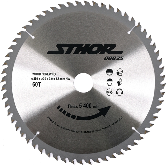 Изображение Sthor Pia tarczowa z wglikiem 250x30mm z60 do drewna - 08835
