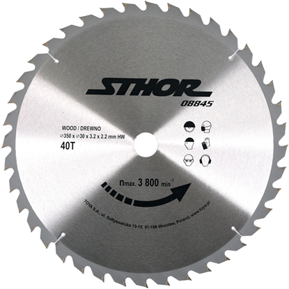 Изображение Sthor Pia tarczowa z wglikiem 350x30mm z40 do drewna - 08845