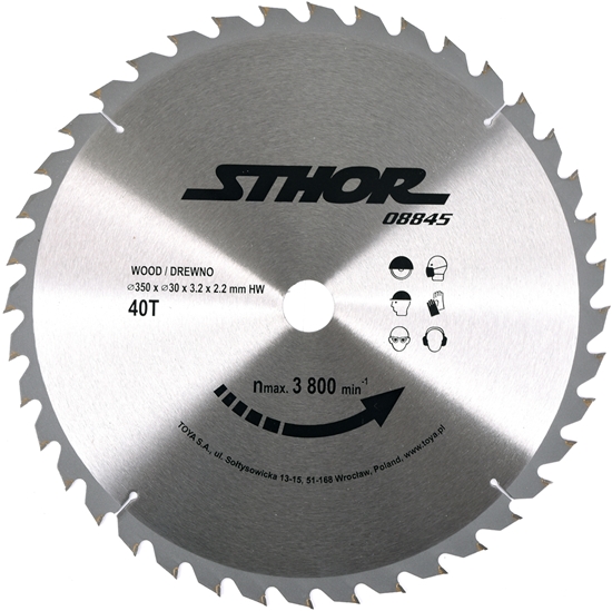 Изображение Sthor Pia tarczowa z wglikiem 350x30mm z40 do drewna - 08845