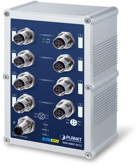 Изображение Switch Planet PLANET ISW-800T-M12 cza sieciowe Nie zarzdzany L2 Fast Ethernet (10/100) Niebieski Szary