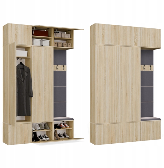 Изображение Topeshop Garderoba HAGA III/2Sz1W DB SONOMA 2x Szafa + Wieszak