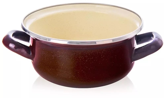 Picture of Tragar Garnek emaliowany indukcja na indukcj gaz BROWN may 16 cm 1L ORION 113328