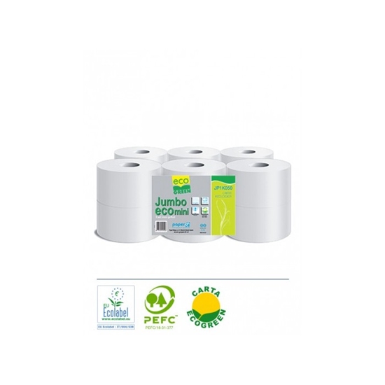 Picture of Tualetes papīrs ECOGREEN Jumbo ECO Mini, rullis, 2-slāņu, neperforēts, pārstrādātā celuloz
