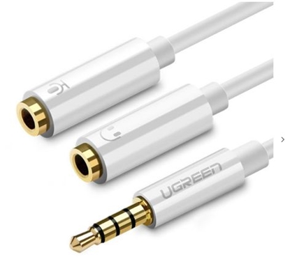 Picture of Ugreen Cable cable headphone splitter mini jack 3.5 mm - 2 x mini jack 3.5 mm (2 x stereo output) 20cm white (AV134) White