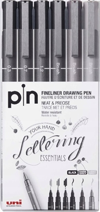 Attēls no UNI-BALL Uni - Fineliner, Hard Lettering Set (6 pcs) (401236) /Arts and Crafts