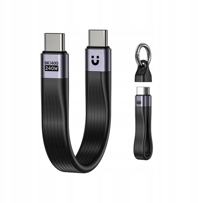 Attēls no Unitek Unitek Kabel USB-C w formie breloka | USB4 | 40 Gb/s | 240W PD  8K | 13 cm, czarny