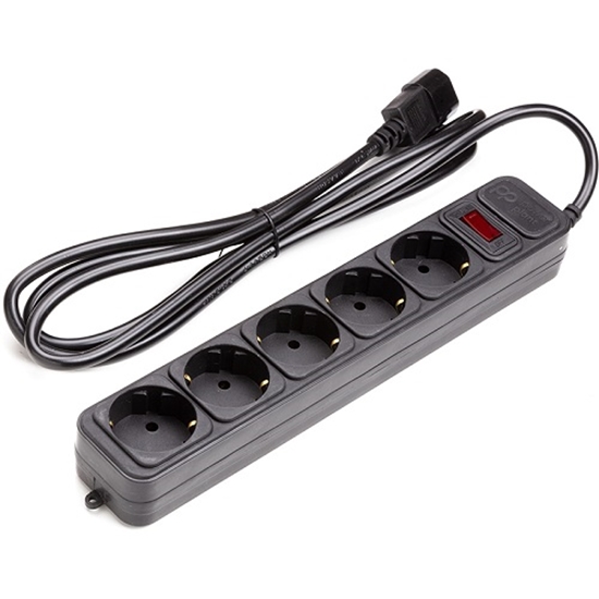 Изображение UPS-Rated Extension Cord 2m, 5 sockets, with switch, black
