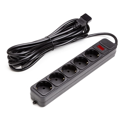 Изображение UPS-Rated Extension Cord 5m, 5 sockets, with switch, black