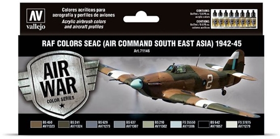 Picture of Vallejo Vallejo: 71.146 - Model Air - Air War - RAF Colors - Seac 1942-1945 - Air Command South East Asia (8x18 ml)