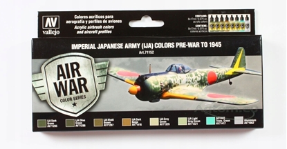 Attēls no Vallejo Vallejo: 71.152 - Model Air - Air War - IJA Colors - Imperial Japanese Army  Pre-War to 1945 (8x18 ml)