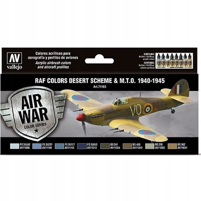 Attēls no Vallejo Vallejo: 71.163 - Model Air - Air War - RAF Colors - Desert Scheme & M.T.O. 1940-1945 (8x18 ml)