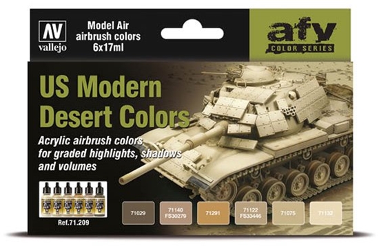 Picture of Vallejo Vallejo: 71.209 - Model Air - AFV - US Modern Desert Colors (6x18 ml)