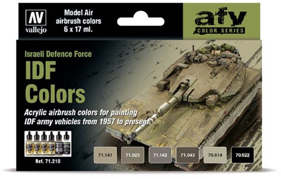 Изображение Vallejo Vallejo: 71.210 - Model Air - AFV - IDF Colors - Israeli Defence Force (6x18 ml)