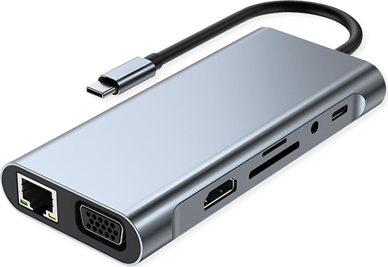 Picture of Value Dockingstation Type C, 1x HDMI 4K30, 1x VGA 1080p, 1x Gigabit Ethernet, 3x USB 3.2 Gen1 (A), 1x USB 2.0 (C), 1x SD/TF, 1x Audio, 1x Type C PD (Power Delivery)