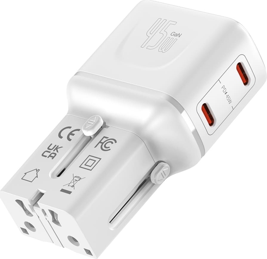 Picture of Value POCKET Travel Charger, EU/UK/US, 2x Ports USB C, 45W, white