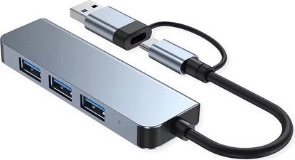 Attēls no Value USB Hub, 4x USB-A Ports (3x USB 2.0 + 1x USB 3.2 Gen1), Type A+C host connection cable