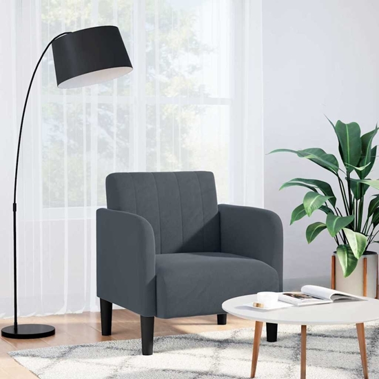 Picture of vidaXL Sofa Fotel z Podokietnikami Ciemnoszary 54 cm Aksamit