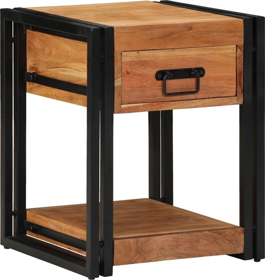 Изображение vidaXL Stolik nocny Brzowy Lite drewno akacjowe, elazo 40 x 40 x 50 cm