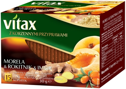 Изображение Vitax Herbata VITAX, owocowo-zioowa, morela, rokitnik i imbir, 15 kopert