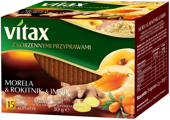 Изображение Vitax Herbata VITAX, owocowo-zioowa, morela, rokitnik i imbir, 15 kopert
