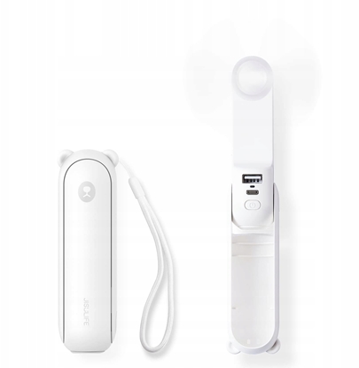 Attēls no Wentylator Jisulife Mini wentylator Jisulife Handheld Fan Life8 Plus przenony wiatraczek USB z funkcj powerbanka 4500mAh i latark - biay