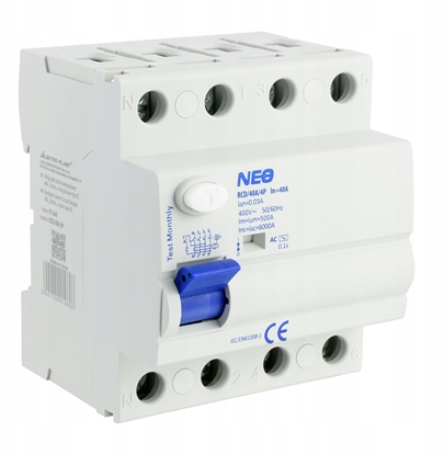 Picture of Wycznik rónicowoprdowy NEO 40A 30mA 4-biegunowy typ AC RCD/40A/4P