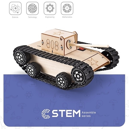 Attēls no Wooden Assembly Kit Electric Army Tank, STEM Educational Toy