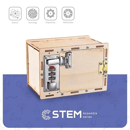 Изображение Wooden Assembly Kit Mechanical Lockbox, STEM Educational Toy