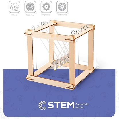 Изображение Wooden Assembly Kit Newton's Pendulum, STEM Educational Toy
