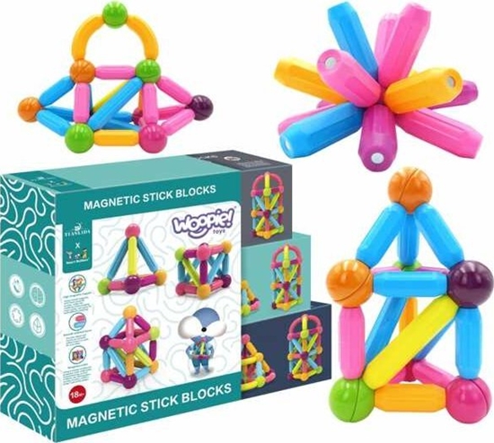 Изображение Woopie Magnetyczne Klocki Konstrukcyjne Edukacyjne Due Grube 38 El.