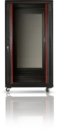 Изображение 22U 19'' Grīdas komutācijas servera skapis/ 600 x 800 x 1166mm/ Stikla durvis/ Melns/ Nesalikts