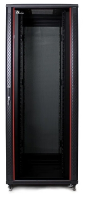 Изображение 42U 19'' Grīdas komutācijas servera skapis/ 800 x 1000 x 2055mm/ Stikla durvis/ Melns/ Nesalikts