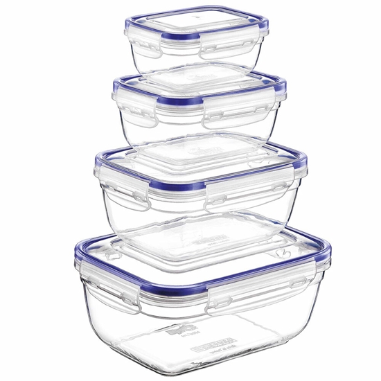 Изображение 4-piece food storage container set, rectangular, 0.4 L, 0.8 L, 1.4 L, 2.3 L, 40006, Michelino