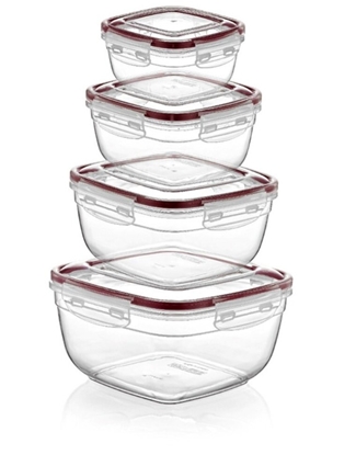 Picture of 4-piece food storage container set, rectangular, 0.5 L, 0.9 L, 1.5 L, 2.4 L, 40013, Michelino