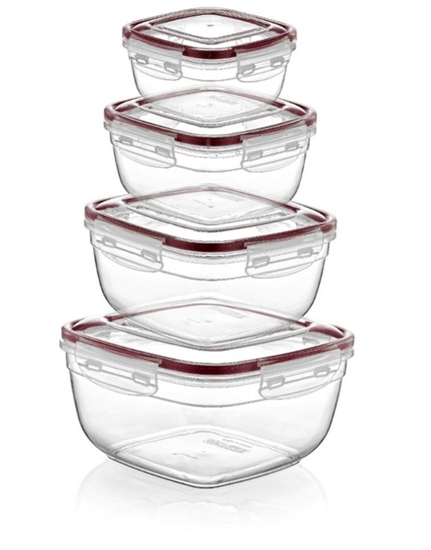 Изображение 4-piece food storage container set, rectangular, 0.5 L, 0.9 L, 1.5 L, 2.4 L, 40013, Michelino