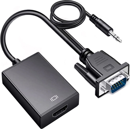 Attēls no Adapter AV Retoo HDMI - D-Sub (VGA) + Jack 3.5mm czarny (E394)