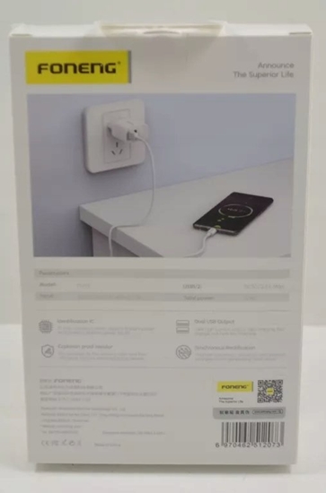 Picture of adowarka Foneng adowarka sieciowa Foneng EU53 2xUSB-A,  2,4A (Biaa) + kabel USB-A doLightning
