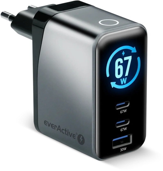 Picture of adowarka GaN 1 x USB 2 x USB-C Quick Charge 4+ 67W czarna