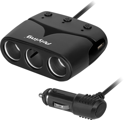 Attēls no adowarka PeiYing Rozdzielacz gniazda zapalniczki x3 z gniazdem master i USB 3100 mA