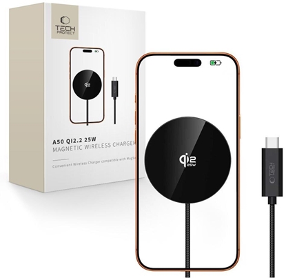 Изображение adowarka Tech-Protect TECH-PROTECT A50 MAGNETIC MAGSAFE WIRELESS CHARGER 25W QI2.2 BLACK